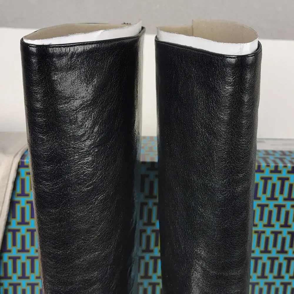 Tory Burch Banana Heel Buckle Boots 100mm Black 10.5 w/ Box